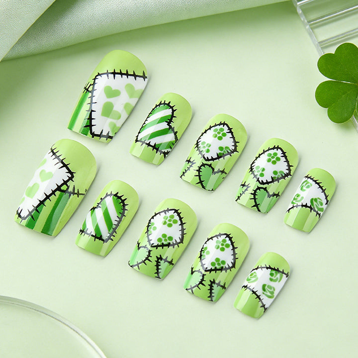 Artistic Patchwork Press-On Nail Design Stornfield