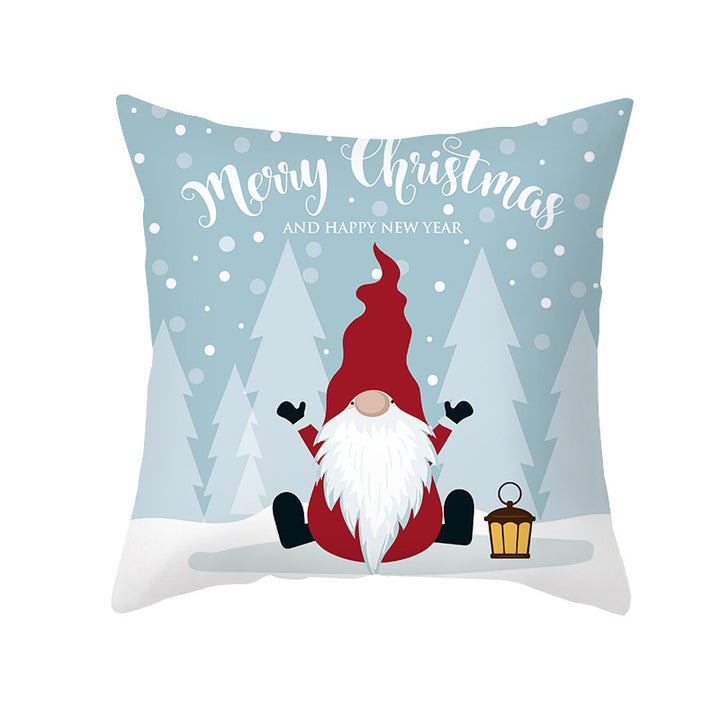 Holiday Decorative Throw Pillow Plush Polyester Cover Festive Santa Reindeer Snowman Print