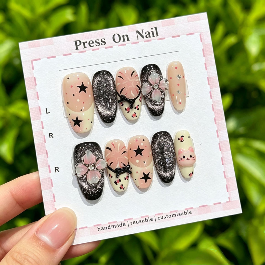 Creative Floral Press-On Nails Set