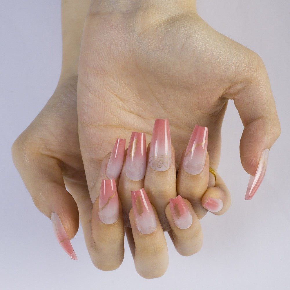 High-gloss artificial nails with rose effect Stornfield