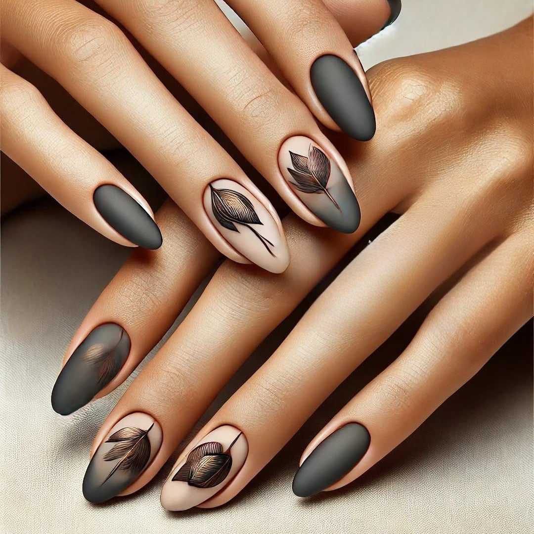 Creative Nail Art Set with Elegant Leaf Patterns Stornfield
