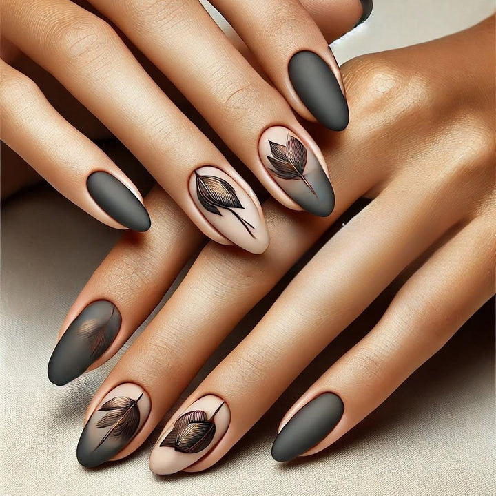 Creative Nail Art Set with Elegant Leaf Patterns Stornfield