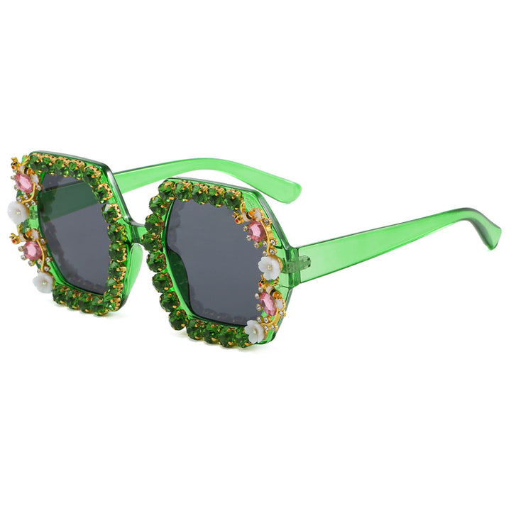 Women's extravagant hexagon sunglasses with crystal embellishment Stornfield