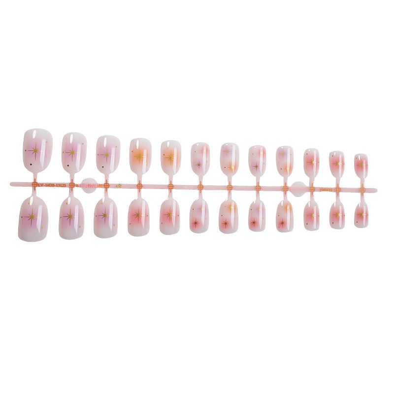 Artistic Press-On Nail Set with Vibrant Star Designs Stornfield