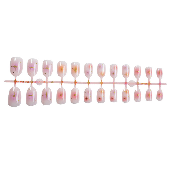 Artistic Press-On Nail Set with Vibrant Star Designs Stornfield