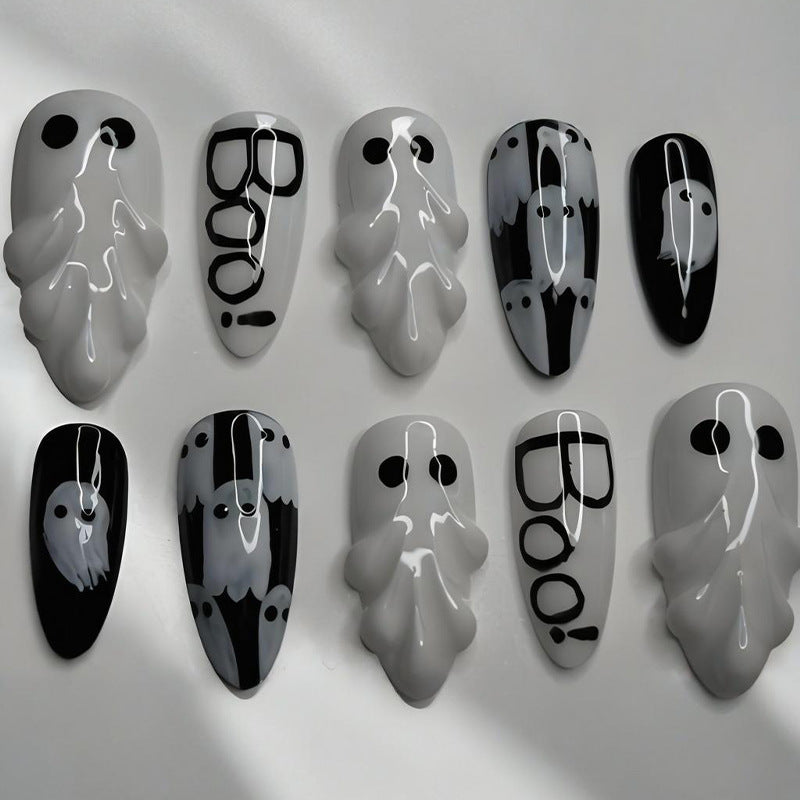 Nail art set with creative ghost designs Stornfield