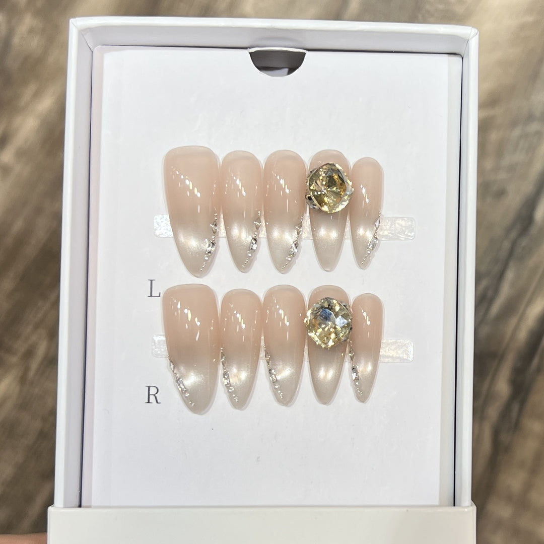 Elegant Stiletto Nail Art Set with Crystal Embellishments Stornfield