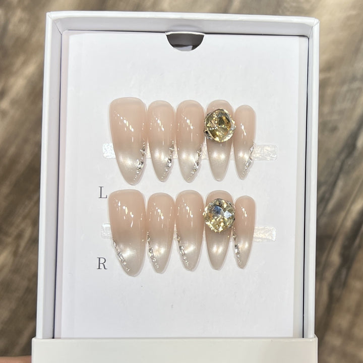 Elegant Stiletto Nail Art Set with Crystal Embellishments Stornfield