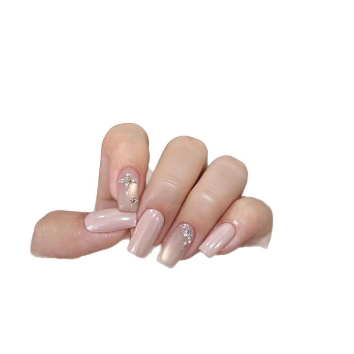 Elegant Press-On Nail Enhancements with Decorative Strass