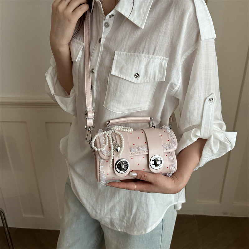 Dot-Patterned Handheld Crossbody Bag