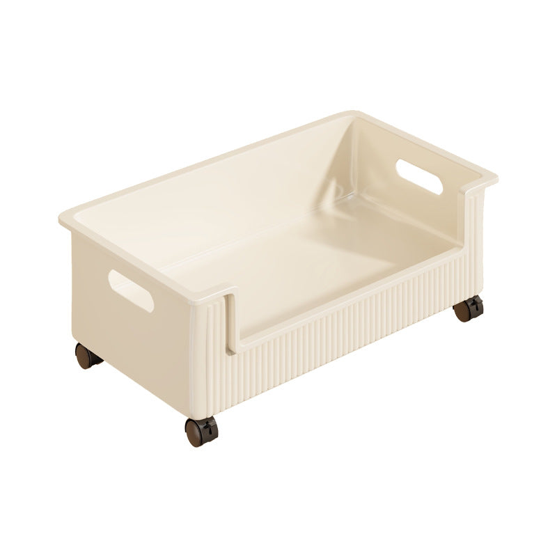 Low-Profile Underbed Storage Drawer with Cutout Handles and Open-Front Access