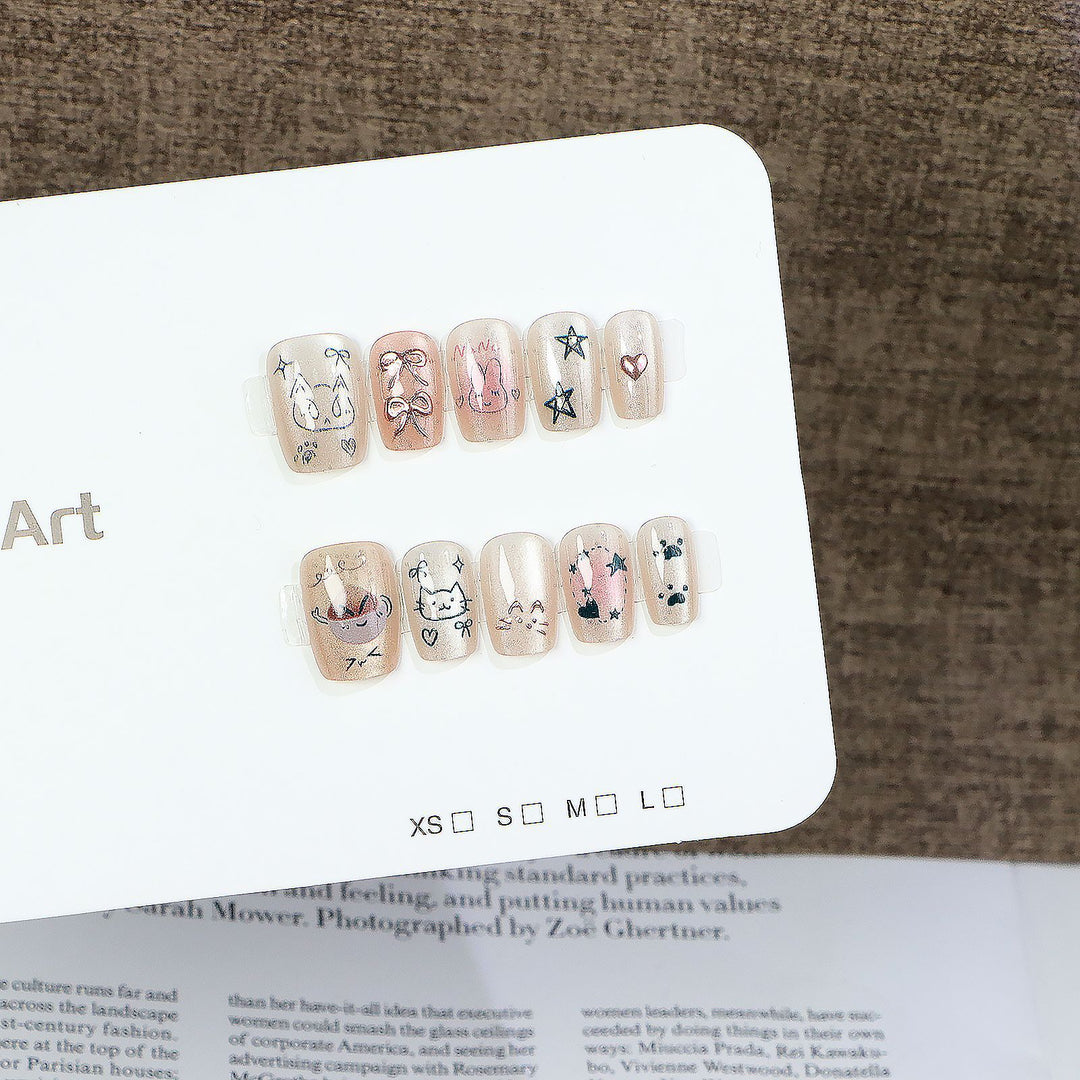 Whimsical Character Press-On Nail Art Stornfield