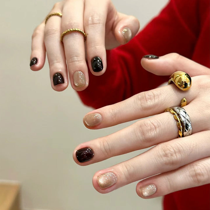 Artful nail extensions with elegant glitter and ombre design Stornfield