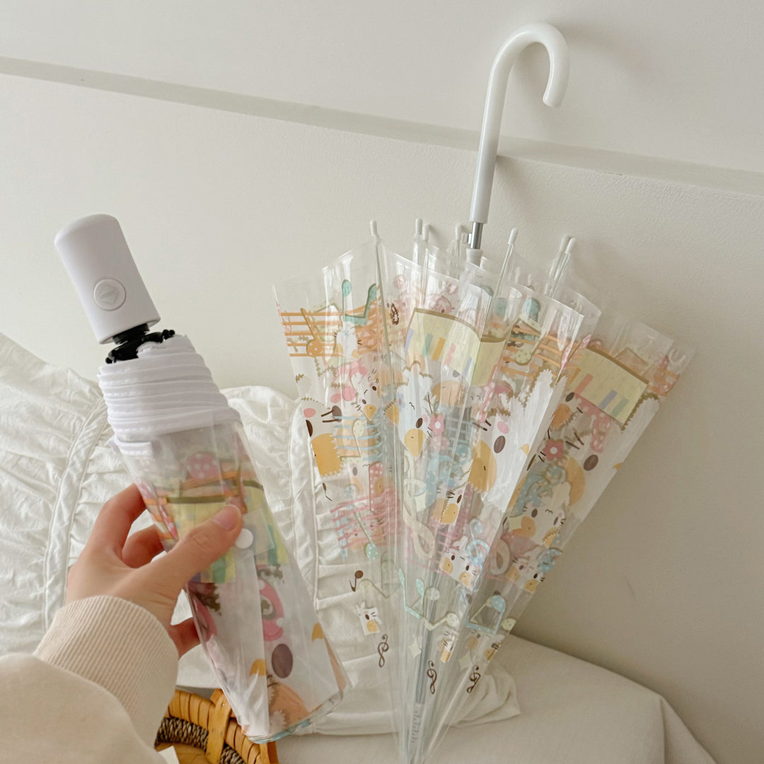 Women's Transparent Folding Umbrella with Playful Animal Design Stornfield