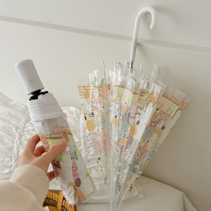 Women's Transparent Folding Umbrella with Playful Animal Design Stornfield