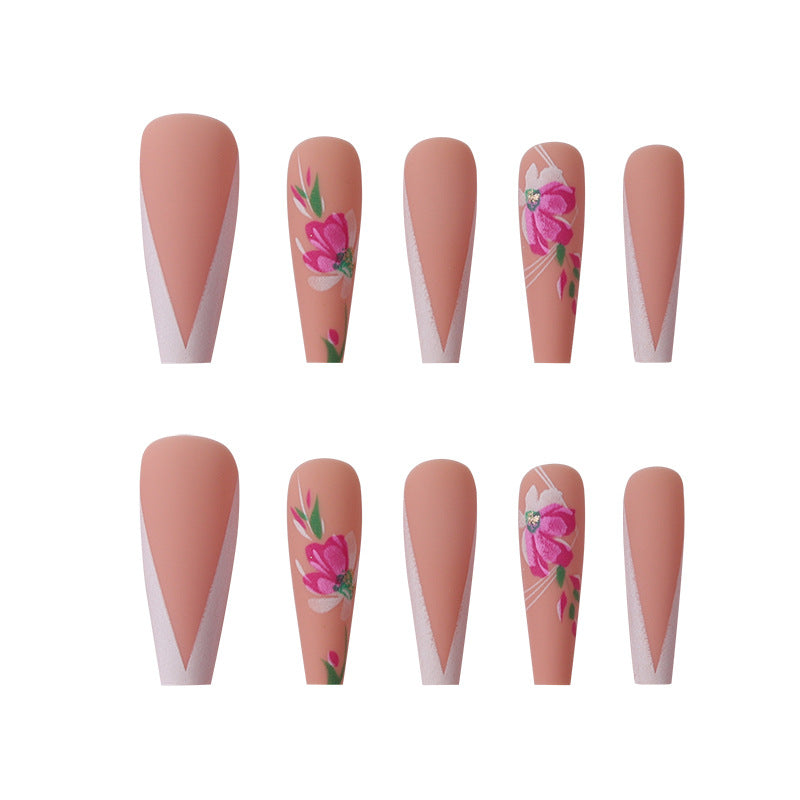 Floral Art Long Stiletto Press-On Nails Stornfield