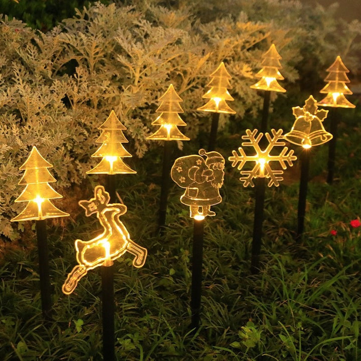 Acrylic Holiday Motif Solar Pathway Stake Lights With Warm LED And Ground Spike Stornfield