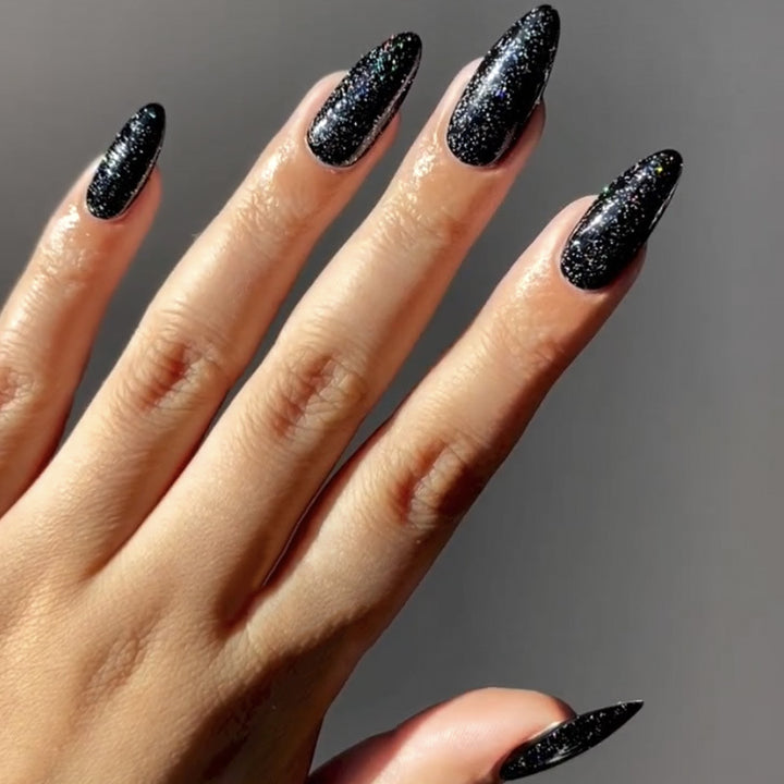 Glamorous Stiletto Press-On Nails with Glitter Finish Stornfield