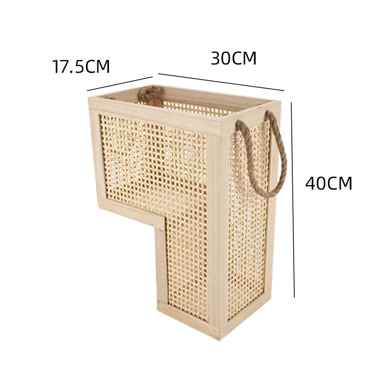 Collapsible Storage Basket with Leather Handles Stornfield