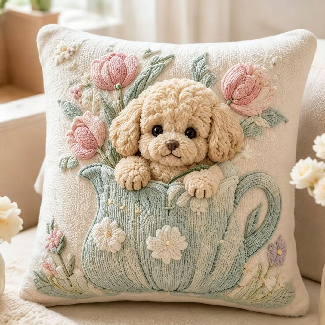 Decorative Plush Dog-Themed Accent Pillow