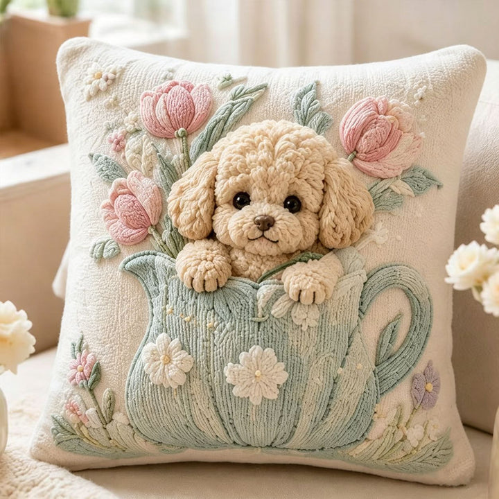 Decorative Plush Dog-Themed Accent Pillow