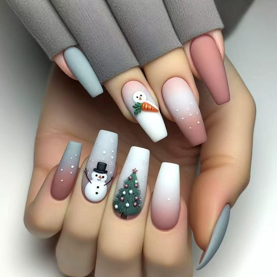 Artificial nails with winter snowman design Stornfield
