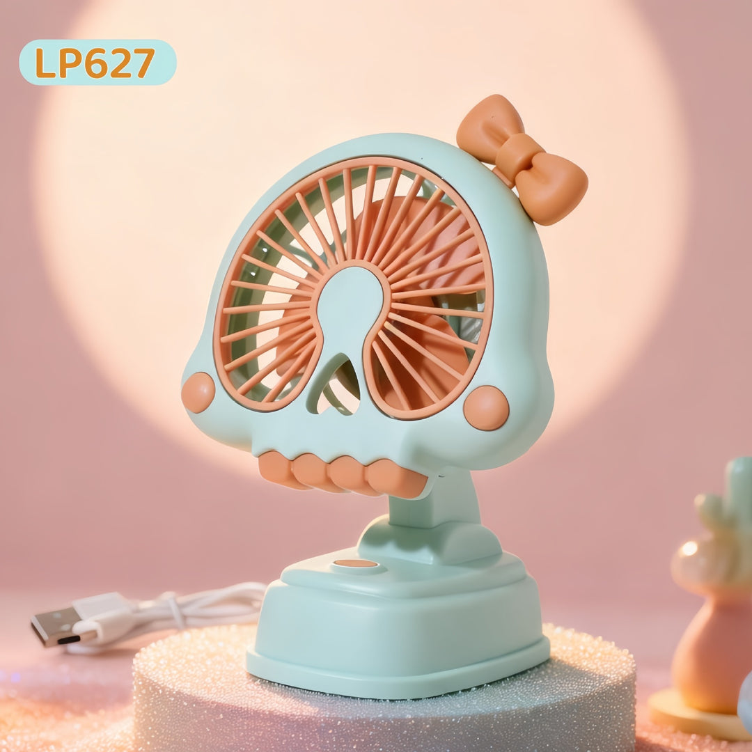 Ladies Portable Hand Fan in Unique Skull Design Stornfield