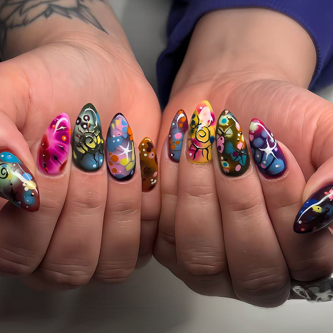 Artificial nails with handcrafted designs Stornfield