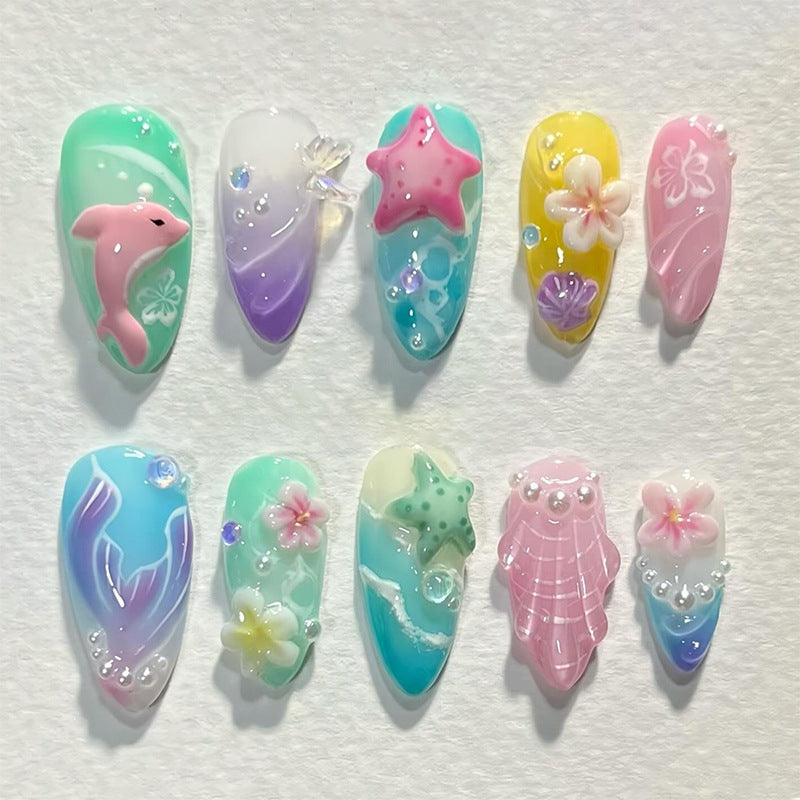 Artificial Nail Set with Maritime Designs Stornfield