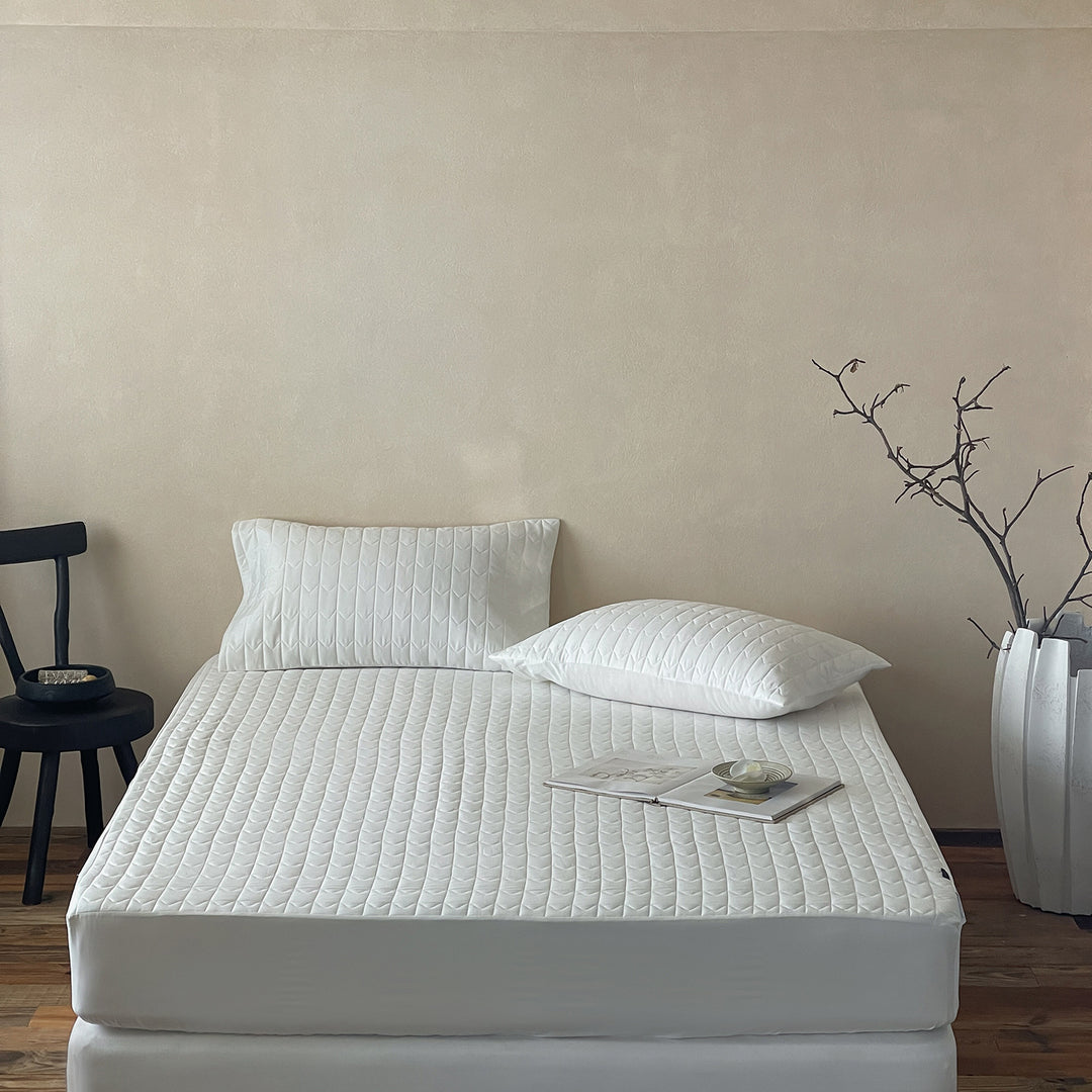 Quilted Fitted Mattress Protector and Pillow Cover Set