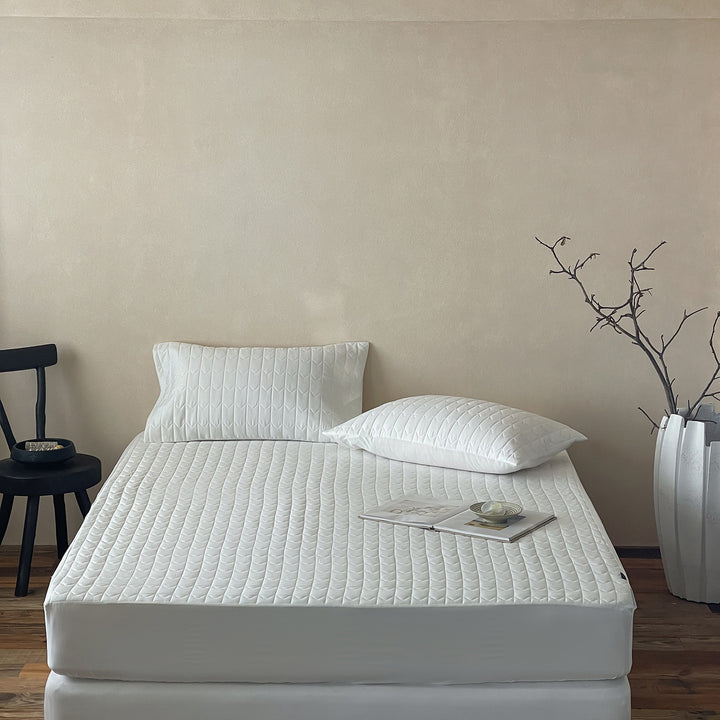 Quilted Fitted Mattress Protector and Pillow Cover Set