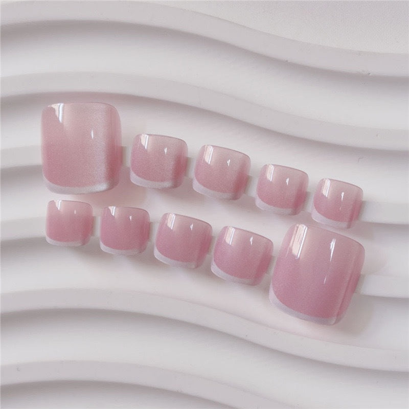 Glossy French Tip Gel Toe Nail Enhancements Stornfield