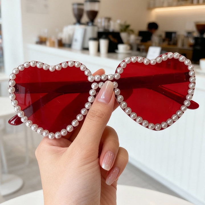 Heart-Shaped Pearl-Accent Sunglasses Stornfield