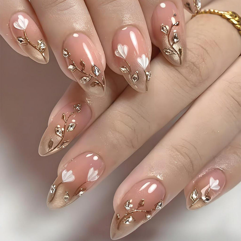 Elegant artificial nails with floral decorations Stornfield