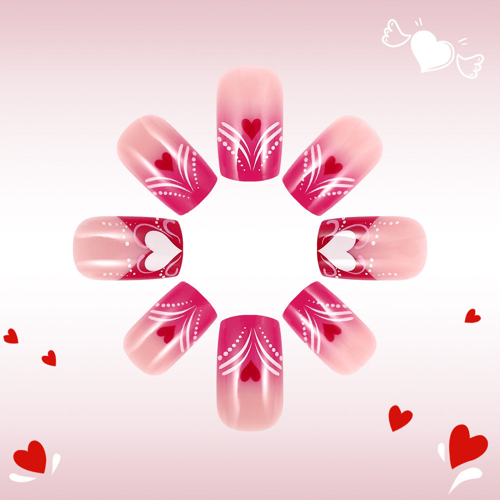 Heart-Embellished Press-On Nail Art Stornfield