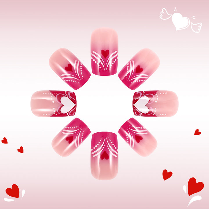 Heart-Embellished Press-On Nail Art Stornfield