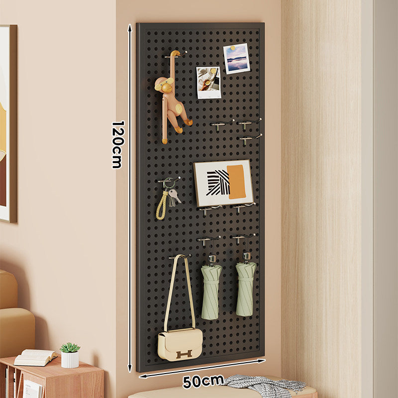 Wall-Mounted Perforated Pegboard Organizer Panel with Modular Hooks