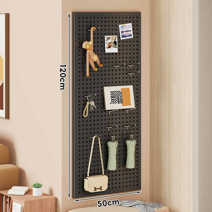 Wall-Mounted Perforated Pegboard Organizer Panel with Modular Hooks