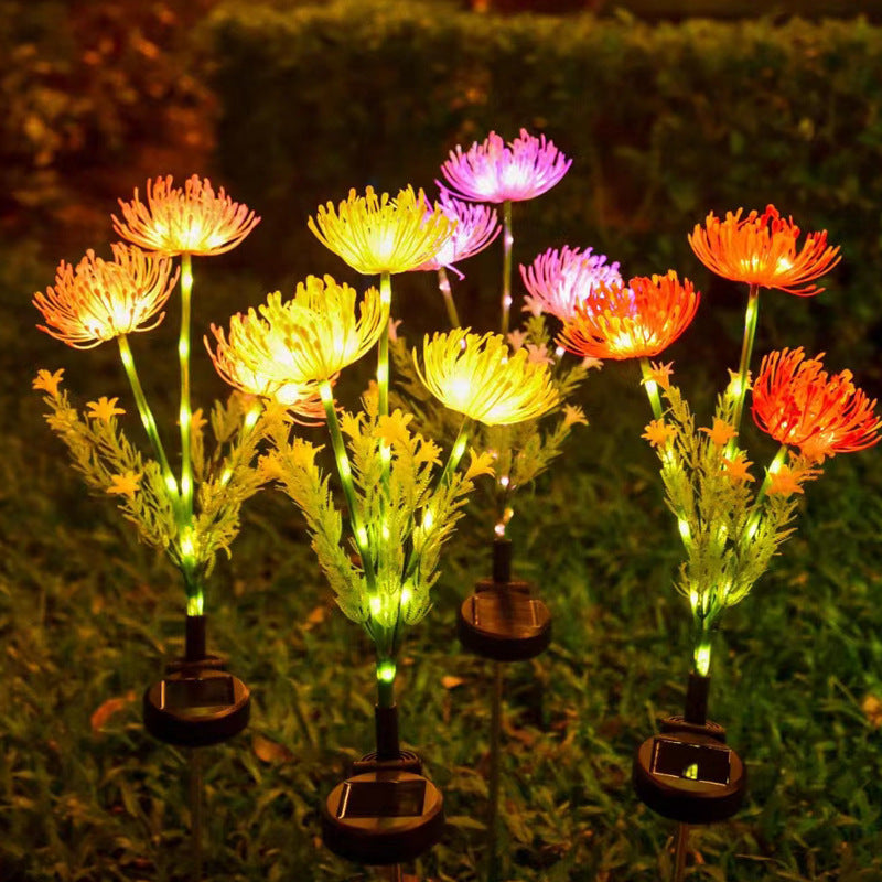 Realistic Solar LED Garden Flower Stake With Chrysanthemum Bloom And Flexible Waterproof Stem Stornfield