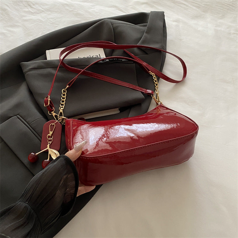 Glossy Patent Leather Crossbody Handbag
