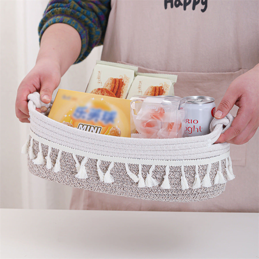 Women Versatile Storage Basket with Tassel Decoration Stornfield