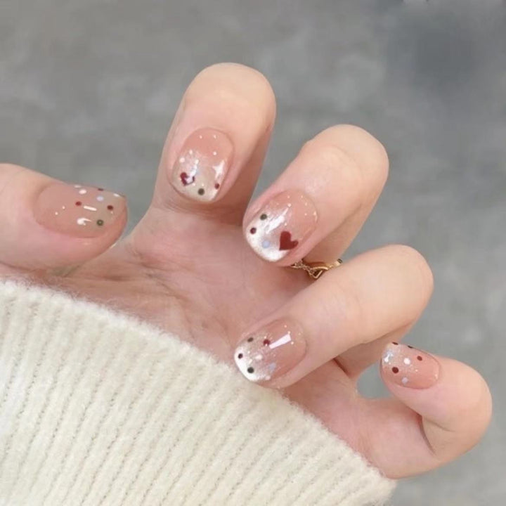 Artistic Heart-Designed Press-On Nail Set Stornfield
