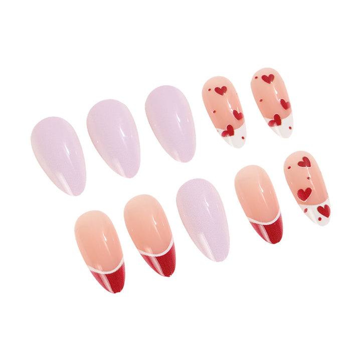Artificial nails set with romantic heart designs Stornfield