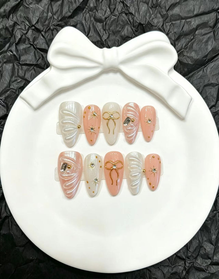 Decorative Press-On Nail Art Set with Floral and Whimsical Designs