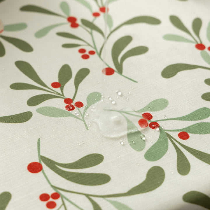 Festive rectangular tablecloth with mistletoe and Christmas ornament motif Stornfield