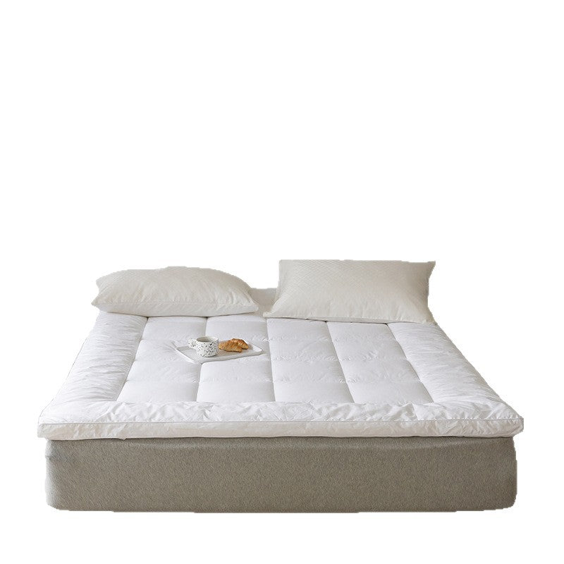 Padded mattress topper with a light down look and breathable hollow fiber filling
