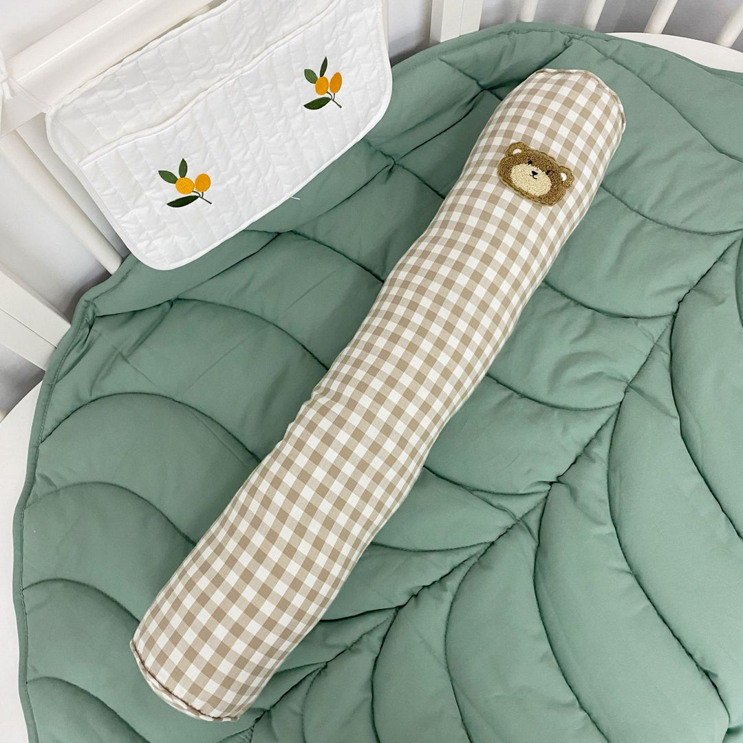 Long Gingham Crib Bolster Pillow for Nursery Support