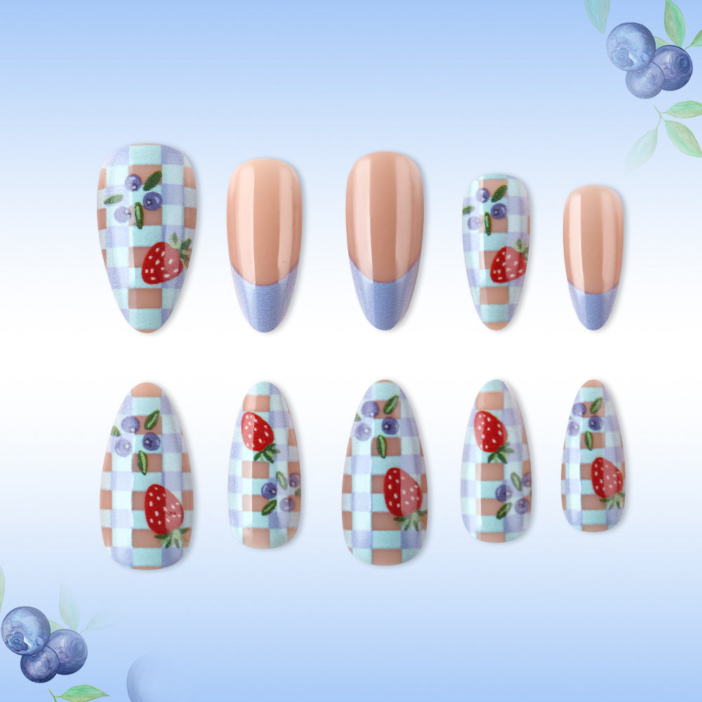Artistic Strawberry-Themed Press-On Nails Stornfield