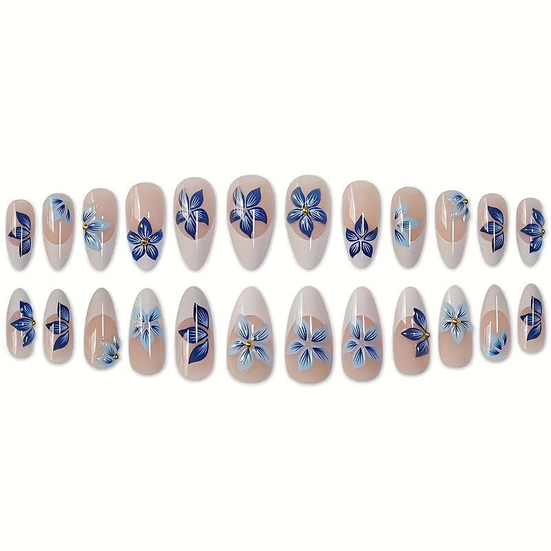 Floral Artistic Press-On Nail Extensions Stornfield