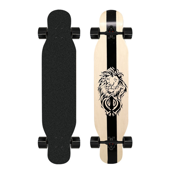 Artistic Lion-Emblazoned Longboard Stornfield